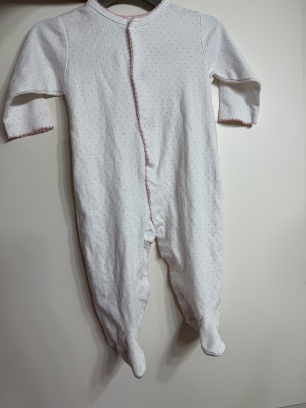 Kissy Kissy White Footed One-Piece with Pink Dots